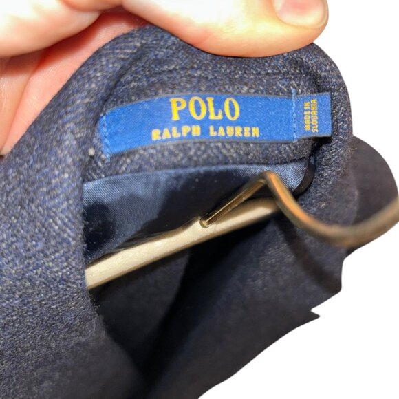 polo ralph lauren AS NEW navy blue herringbone tweed blazer jacket 40 L - Picture 4 of 8
